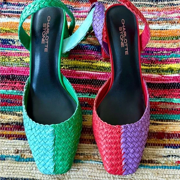 Charlotte Stone “Toni” Heel Sandals in Tropical, Size 9, New Condition - Picture 1 of 4